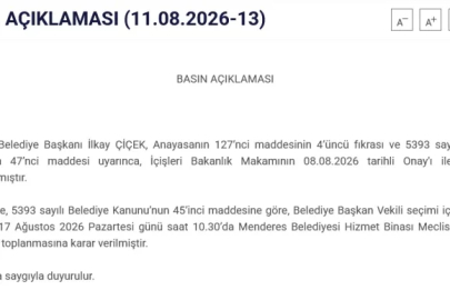 Menderes’te başkan vekili seçimi için tarih netleşti