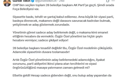 Gürsel Tekin’den Özgür Özel'e sert eleştiri: 28 belediye başkanı tesadüf değildir